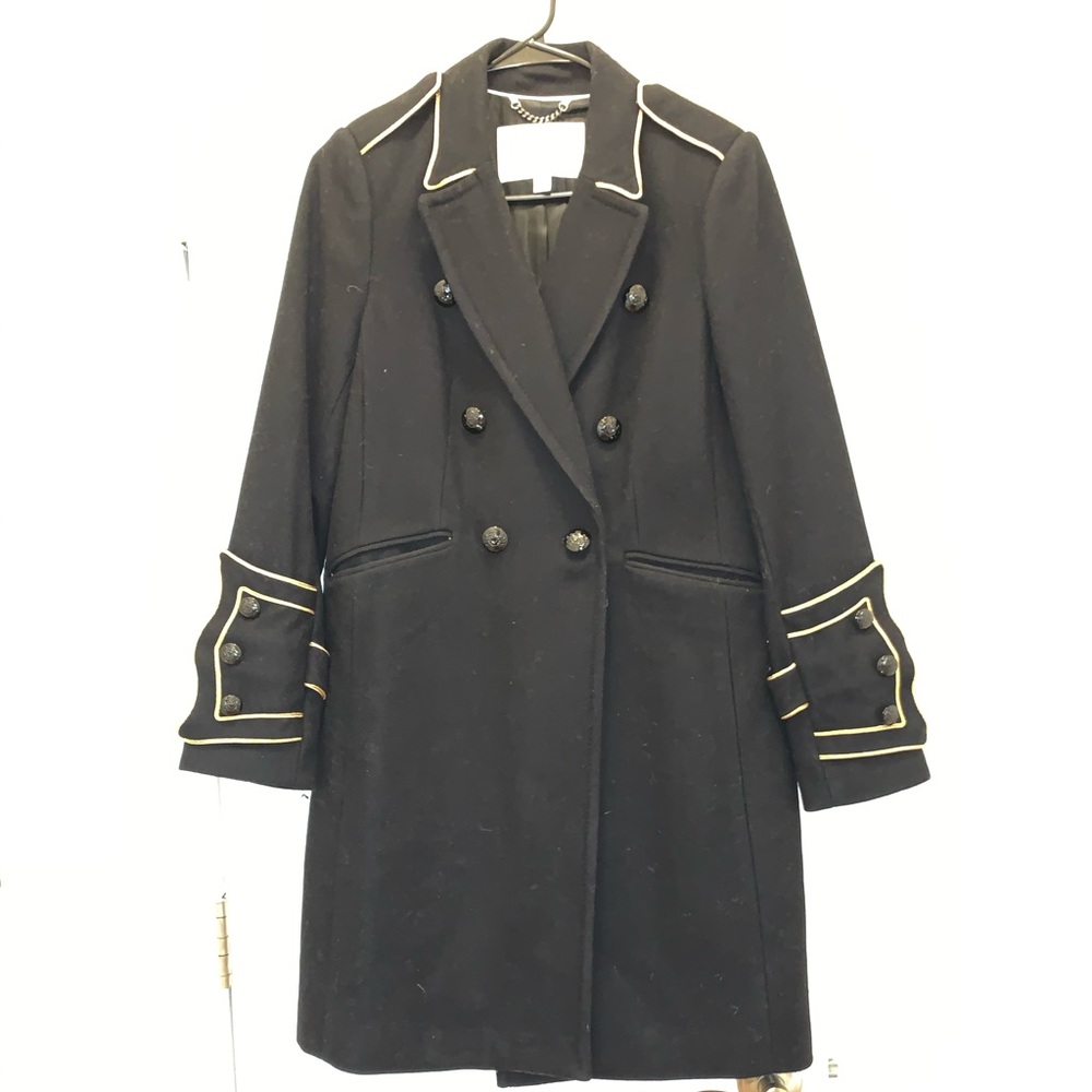 Banana Republic Black Pea Coat with Gold Trim